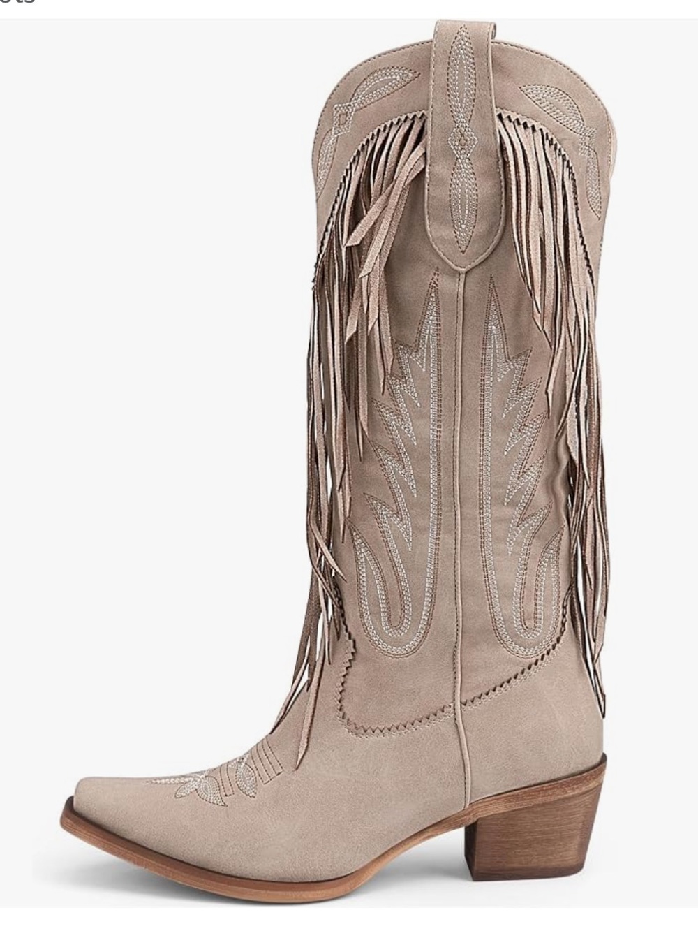 Fringe Suede Western Boots in Taupe size 6.5